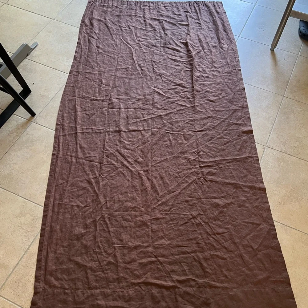 Pair of Brown Restoration Hardware Linen Curtains
